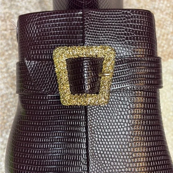 Sam Edelman Brown Gold Textured Ankle Boots